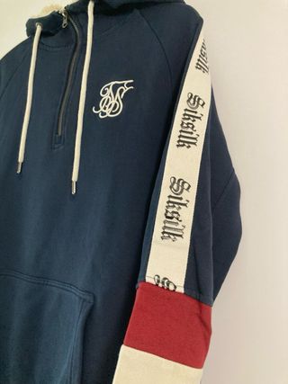 SikSilk Sudadera con Capucha Media Cremallera Azul