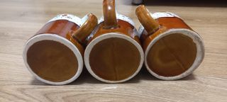 3 Jarras de Barro Marrón y Blanco