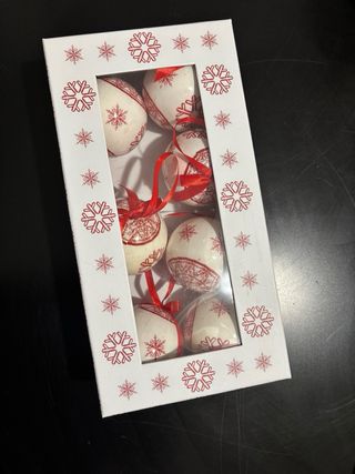 Set 7 palline Natale ceramica fiocco neve