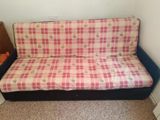 Sofá Cama Tela Rosa y Azul