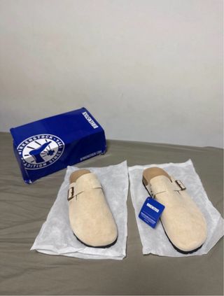 Birkenstock Beige Suede Clogs