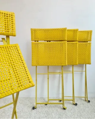 Set 4 Sillas plegables scoubidou. Vintage, 80s.