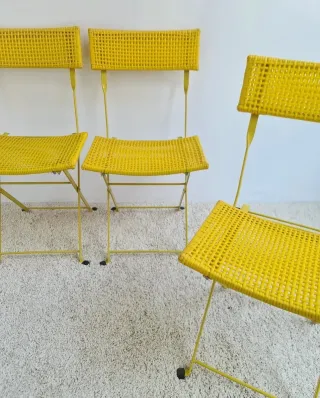 Set 4 Sillas plegables scoubidou. Vintage, 80s.
