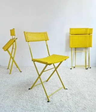 Set 4 Sillas plegables scoubidou. Vintage, 80s.