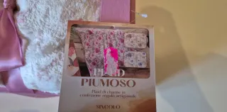 Plaid piumoso singolo fantasia floreale con cesta
