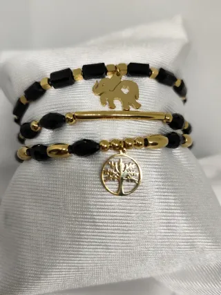Pulsera elástica acero con dijes