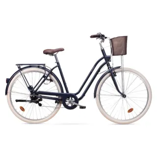 Bicicleta de paseo azul con cesta