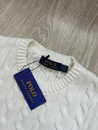 Ralph Lauren Polo Cable Knit Jumper – White – Size
