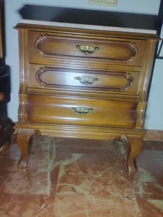 Mesita de noche madera y mármol
