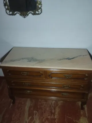 Mesita de noche madera y mármol