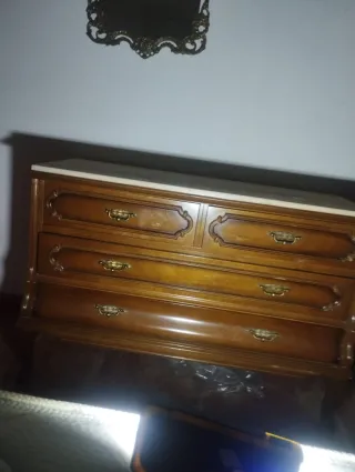 Mesita de noche madera y mármol