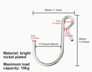Ganchos en S metálicos resistentes (hasta 10 kg)