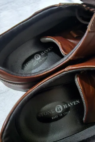 Scarpe Stone Haven Pelle Marrone Made in Italy 43