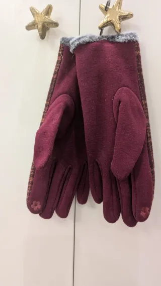 Guantes Tantrend cuadros burdeos y marrón