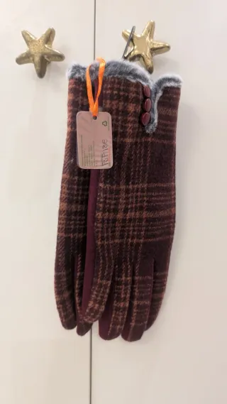 Guantes Tantrend cuadros burdeos y marrón