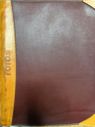 Álbum de fotos piel y papel marrón y camel