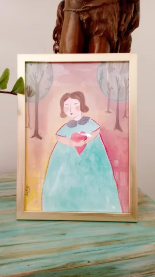 Cuadro original mujer corazón