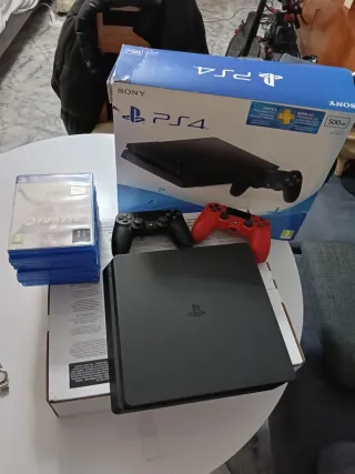 PS4 Slim Negra + FIFA 23 y gta v y 8 otro juego