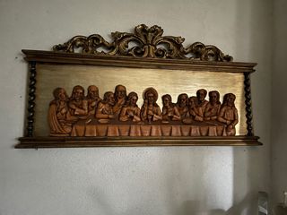 QuadroÚltima Ceia Figura Decorativa Relevo Dourado