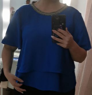 Blusa Zara fiesta pedrería manga corta