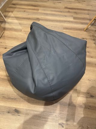 Puf Gris Piel Sintética