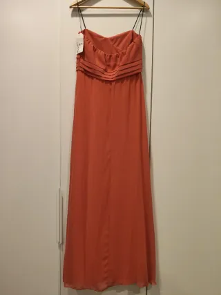 Vestido palabra de honor Veneno en la piel naranja