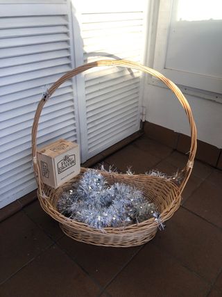 Cesta de Navidad Mimbre y Madera