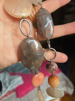 Collana lunga donna beige e arancione