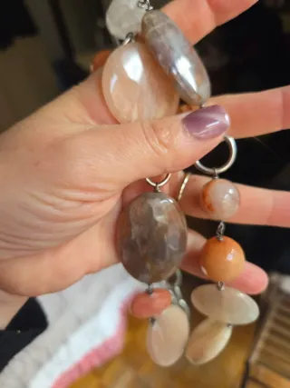 Collana lunga donna beige e arancione