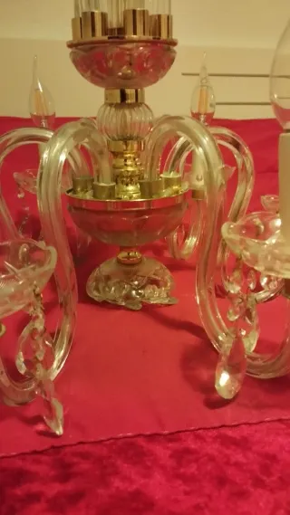 Lámpara araña cristal dorada...