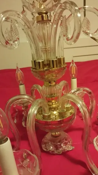 Lámpara araña cristal dorada...