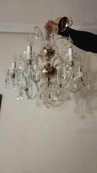 Lámpara araña cristal dorada...