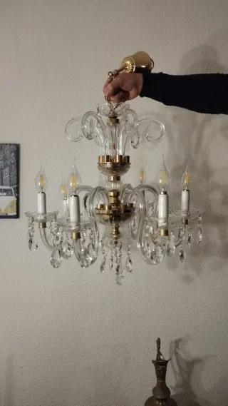 Lámpara araña cristal dorada...