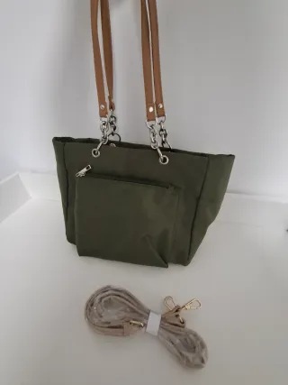 Bolso Tote Verde Oliva y Marrón