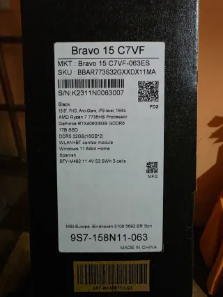 Portátil Gaming MSI Bravo 15