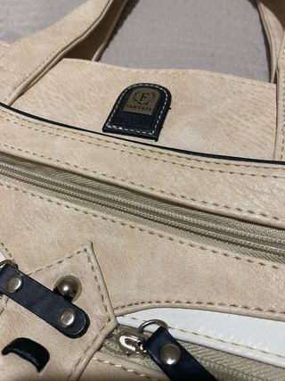 Borsa donna beige e bianca