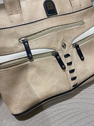 Borsa donna beige e bianca