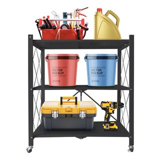 Estantería Plegable Con Ruedas Negro NUEVO