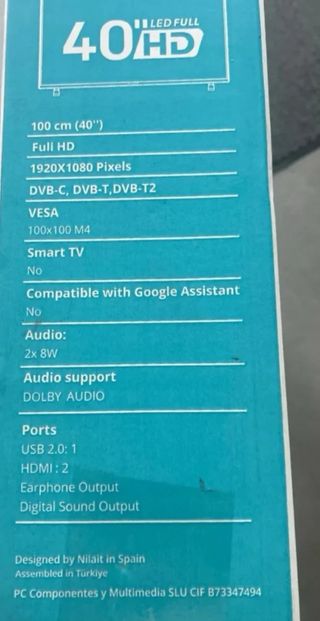 Televisor 40 Full HD Negro