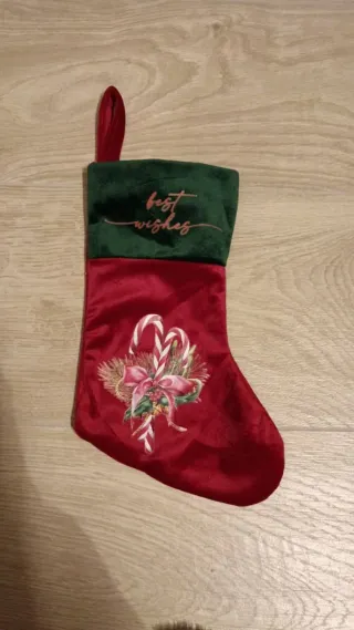 Calza in velluto rosso e verde