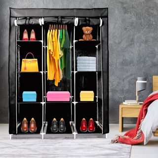 Armario Vestidor Tela Puertas 170x130 Negro NUEVO!