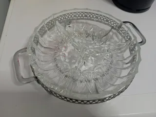 Entremesera cristal tallado. Antigüedad vintage.