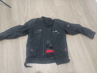 Cazadora Moto Unik Negra + Guantes