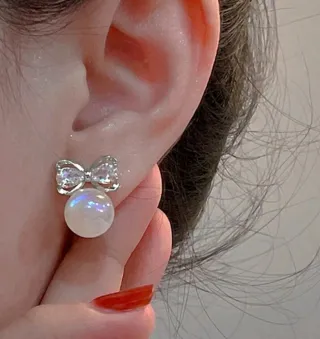 Pendientes lazo con perla