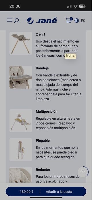 2 Hamacas y tronas infantiles gemelar