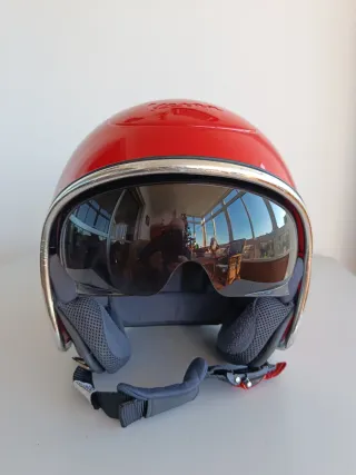 Casco Jet Rojo Estilo Vespa