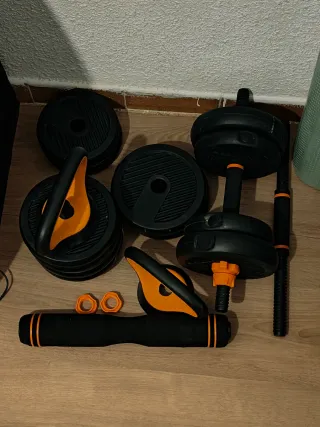 Juego de mancuernas y pesas rusas 2 en 1