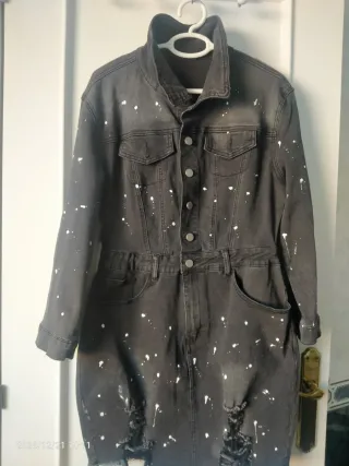 Vestido tejano negro desgastado Talla XL