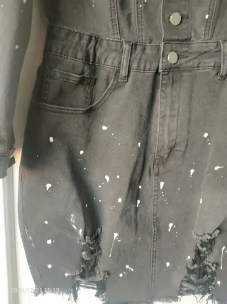 Vestido tejano negro desgastado Talla XL