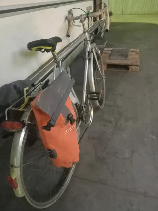 Bicicleta de paseo plateada